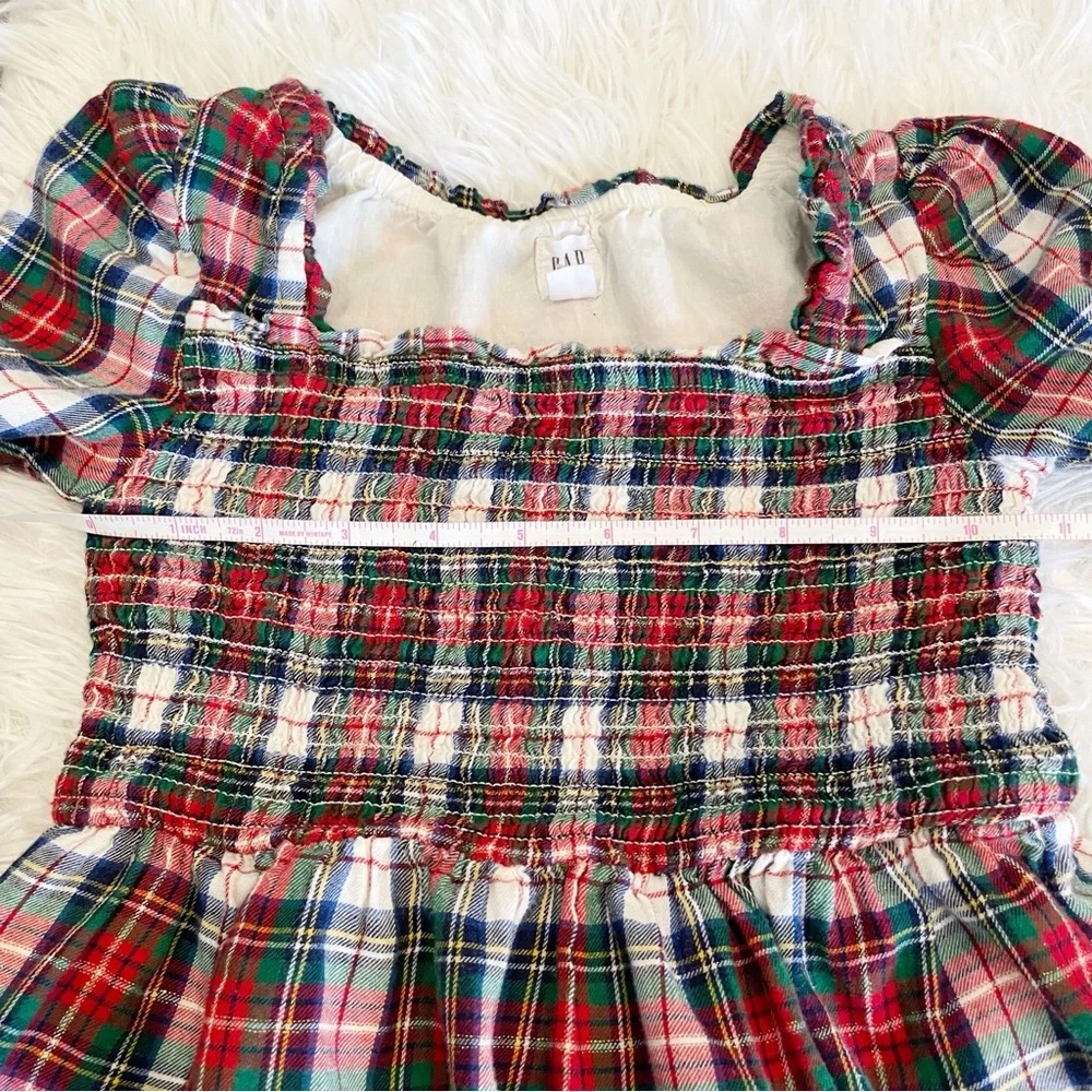 GAP Kids Christmas Dress Plaid Tartan Smocked Small 6 7 Festive Church Cozy